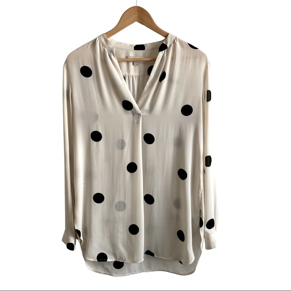 LOFT Tops - Loft Dot Notched Neck Blouse